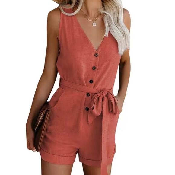 Summer Womens Mini Playsuit Casual Jumpsuit Ladies Holiday Beach Short XL New - Picture 1 of 8